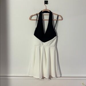 City Studio Black and White Halter Mini Dress